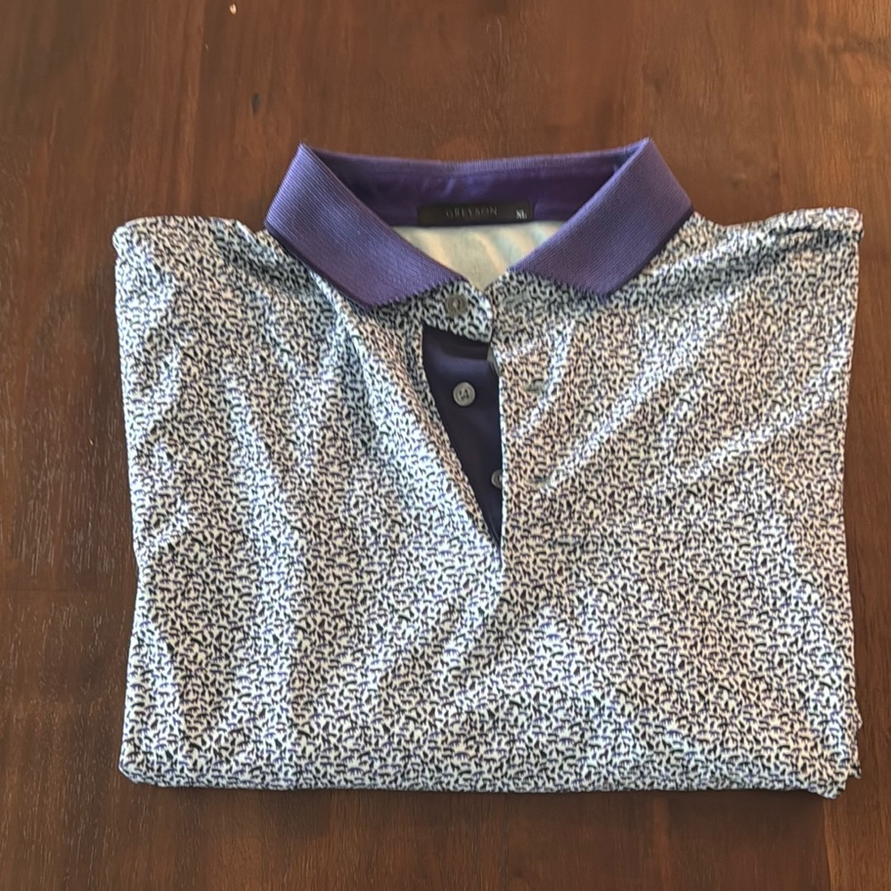Greyson Purple and White Polo Shirt with Textured Design